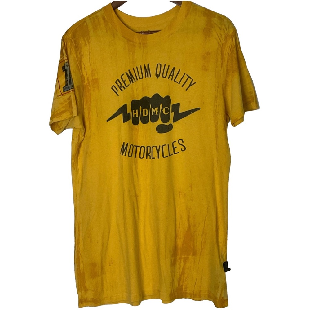 Harley-Davidson by Bravado Distressed Yellow Graphic Short Sleeve T-Shirt Size M